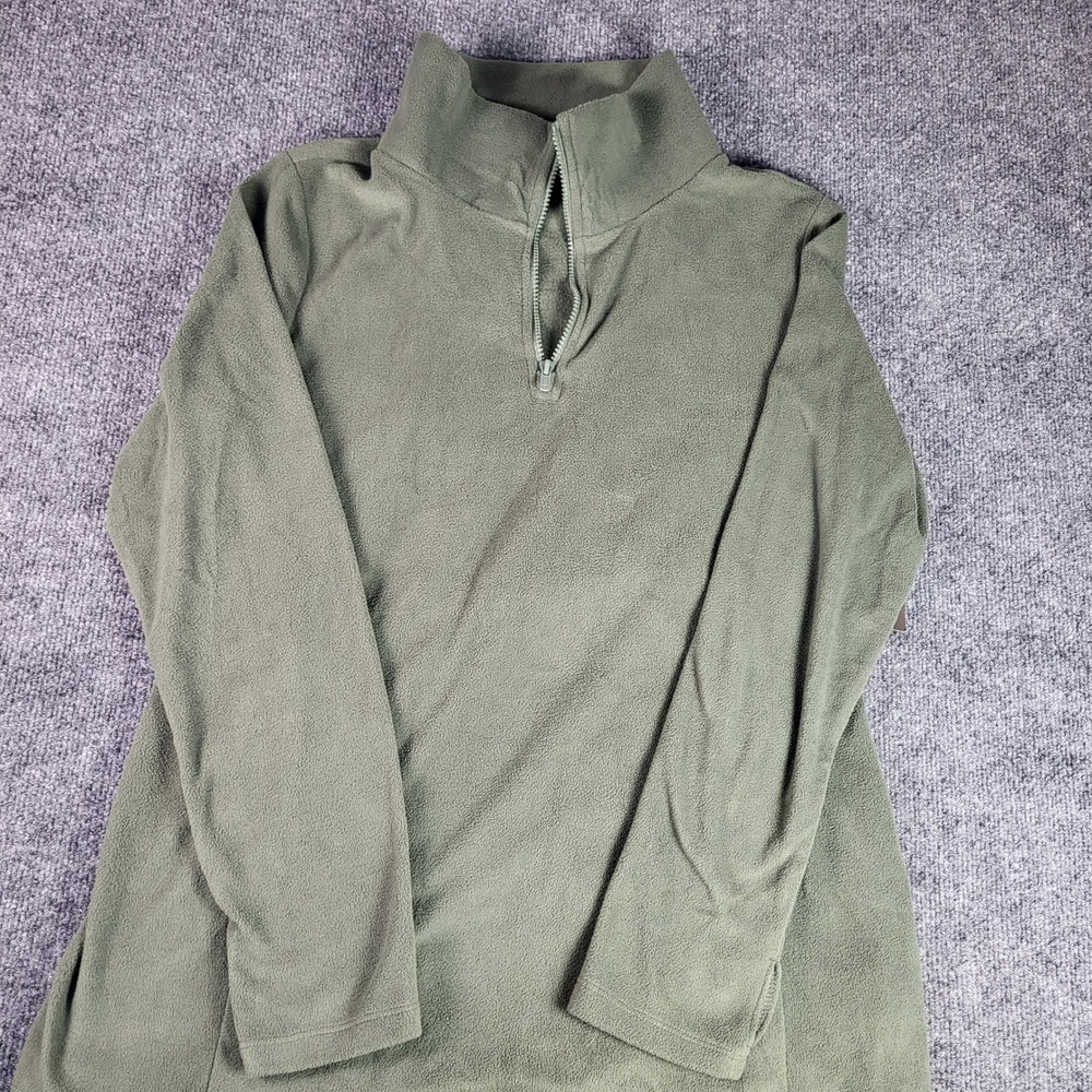 Eddie Bauer Mens XL Green Quarter Zip Recycled Fleece Pullover Sweater NWT